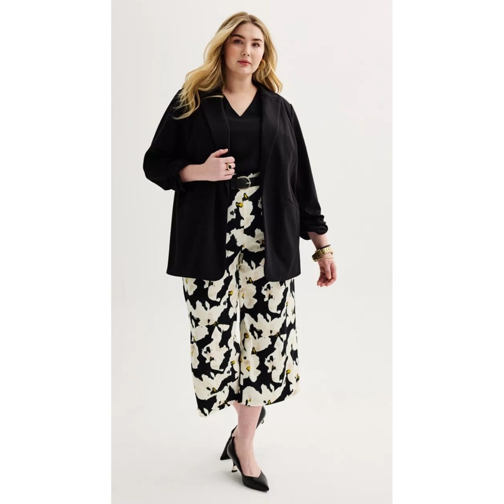 Nine West Women Plus‎ 3X Black Relaxed Knit Ponte Blazer Jacket Career NWT